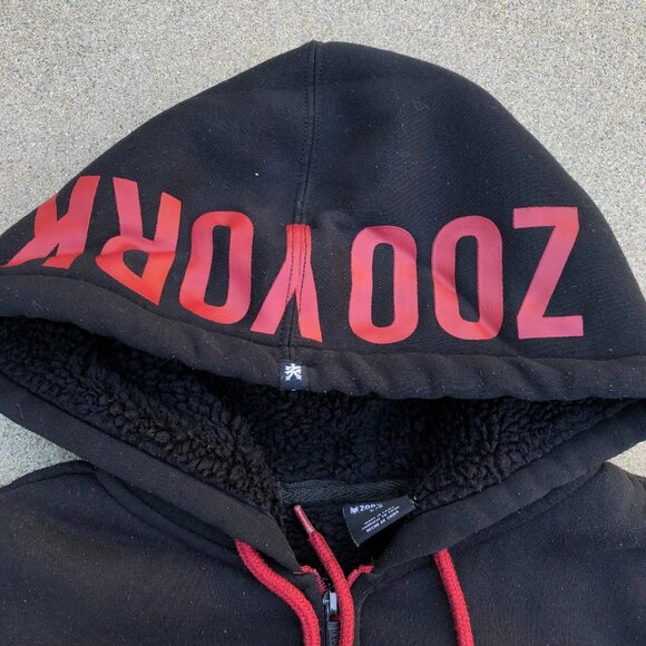 ZOO YORK Full Zip Hoodie Jacket LG Men's Black Sherpa Fleece Lined Winter Heavy - Picture 5 of 10